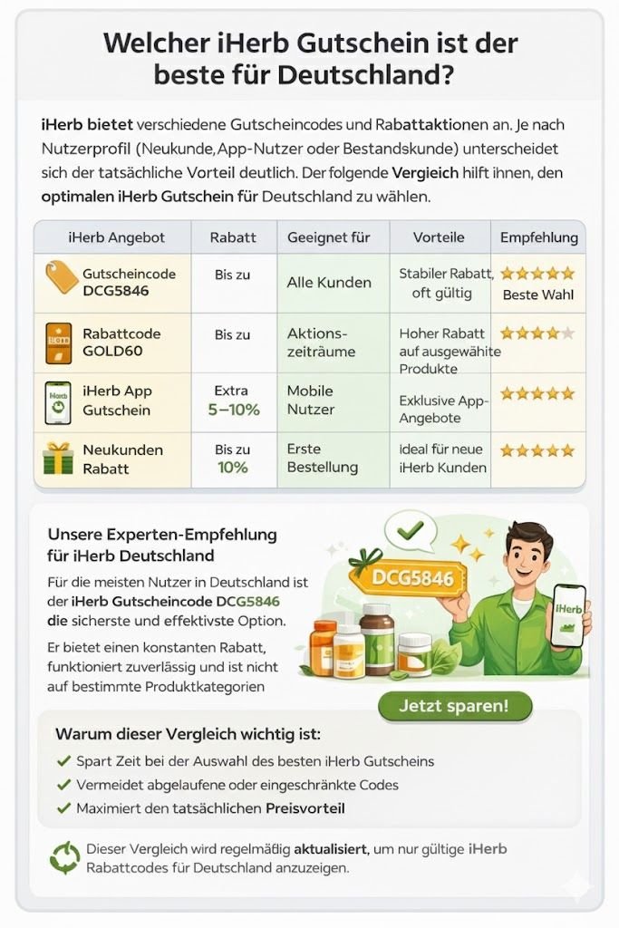iHerb Gutschein Deutschland Juli 2026 mit Gutscheincode DCG5846 – sicher sparen bei iHerb