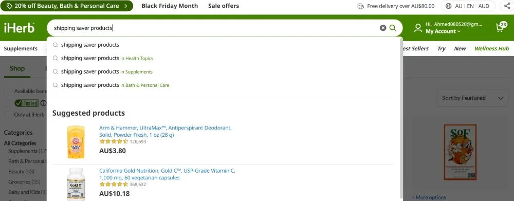 how to get free shipping iherb Australia